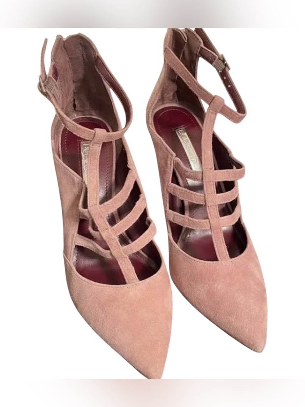 BCBGeneration Dusty Pink Suede Caged Stiletto